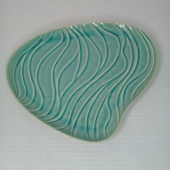 PartyLite NIB Waves blue/green candle tray-retired